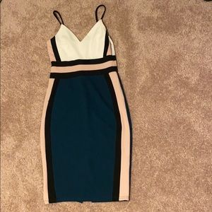 Teal Dress slit in lower back